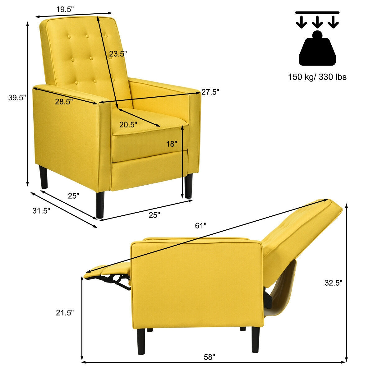 Mid-Century Push Back Recliner Chair
