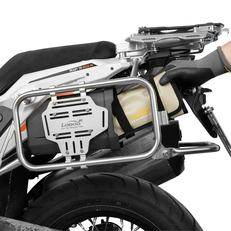 LOBOO Motorcycle Tool Box – Waterproof Engineering Plastic Case with Aluminum Mounting Plate, Lockable Universal Design