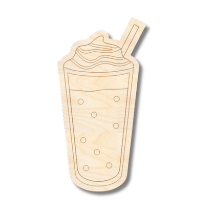 Unfinished Wood Etched Pumpkin Spice Latte Shape | Paint By Line Crafts | up to 30" DIY