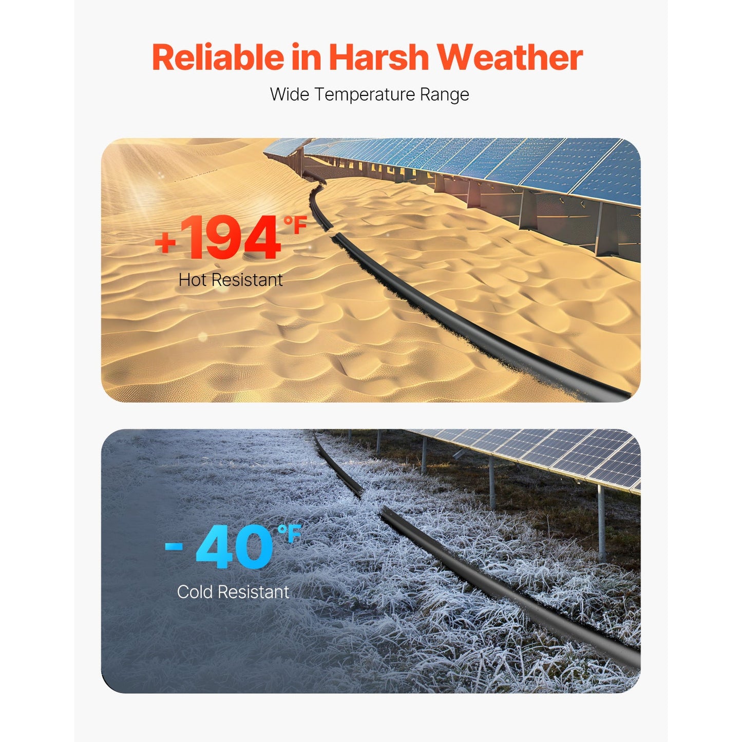 20FT Solar Panel Extension Wire 10AWG Male Female Connectors