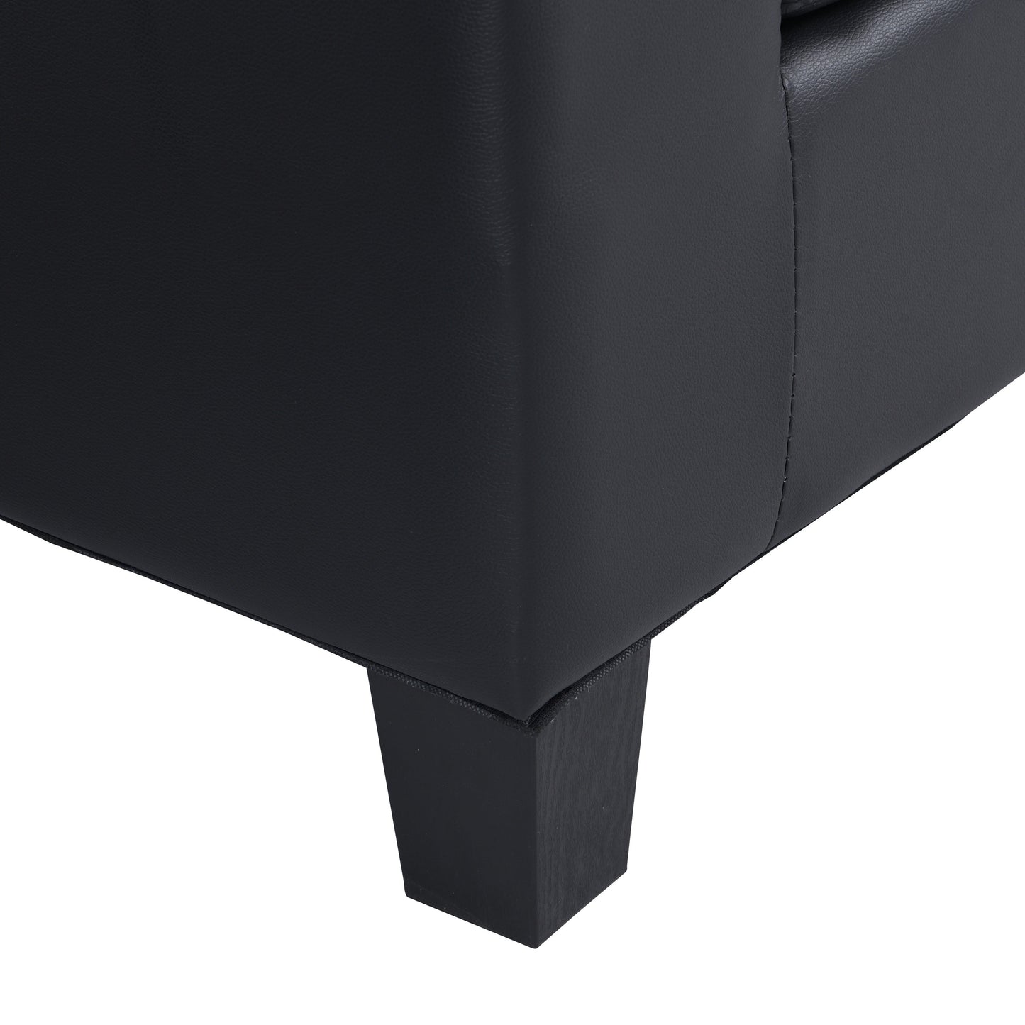 Sectional Sofa L-Shape Chaise PU Leather Black 4-Seat Cup Holders 96x57 In