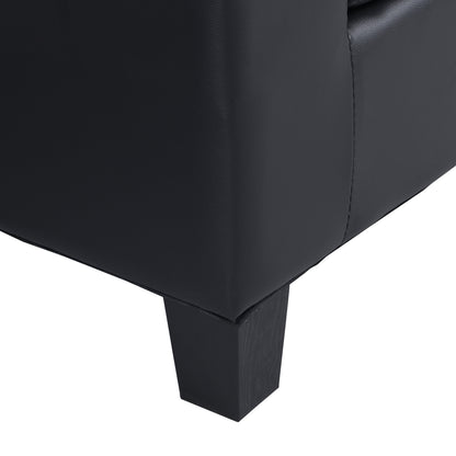 Sectional Sofa L-Shape Chaise PU Leather Black 4-Seat Cup Holders 96x57 In