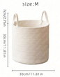 Woven Storage Basket-White Small-with Handle-1 Pack
