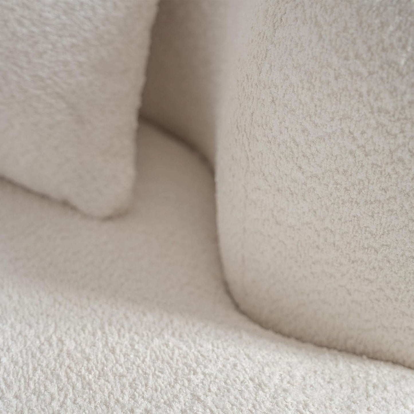 White Boucle Curved Sectional Sofa Modular Living Room