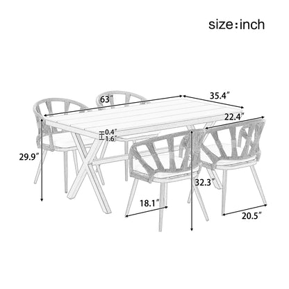4-Seat Outdoor PE Rattan Dining Set Dark Yellow