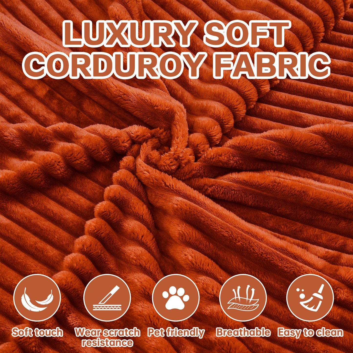 Sofa Bed Convertible 5-in-1 Corduroy Red Floor Steel Frame 74.8 In