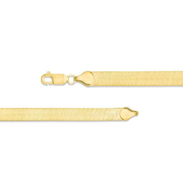 14K 6mm Solid Yellow Gold High Polished Herringbone Necklace Chain