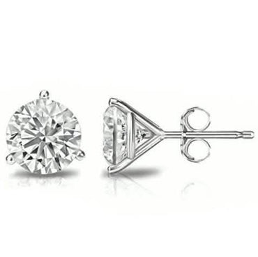 14K Gold 4MM Round Cut Crystal Studs