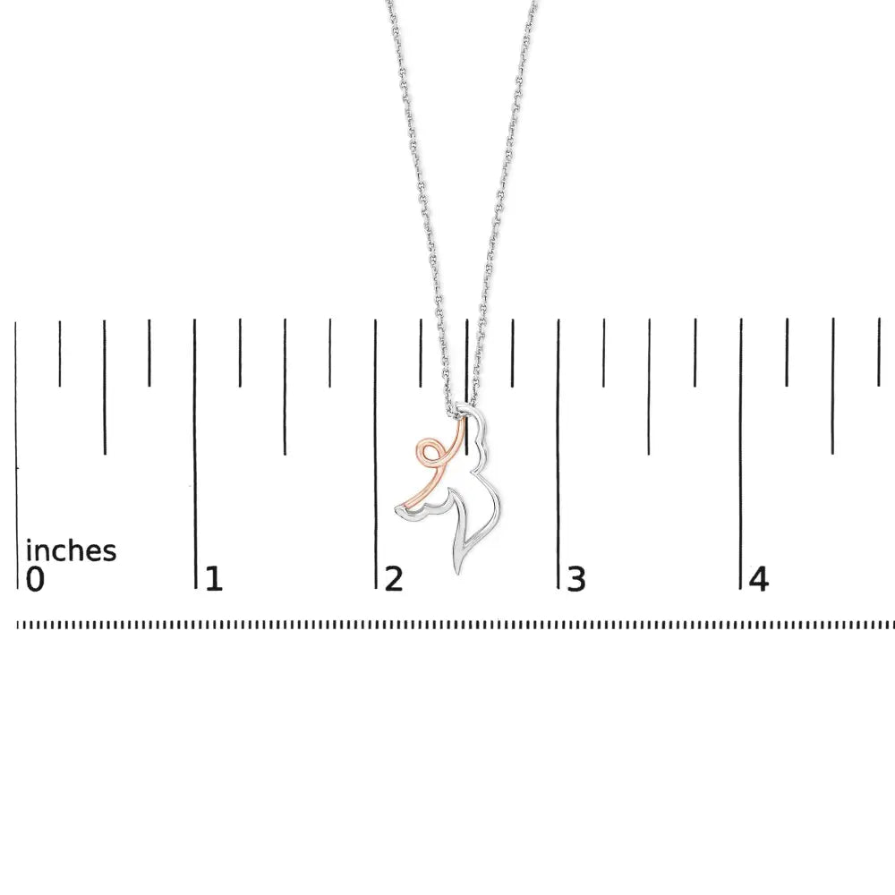 Diamond Angel Pendant Necklace in 14K Rose Gold Plated Sterling Silver