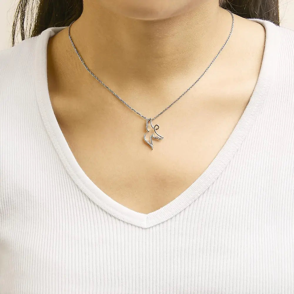 Diamond Angel Pendant Necklace in 14K Rose Gold Plated Sterling Silver