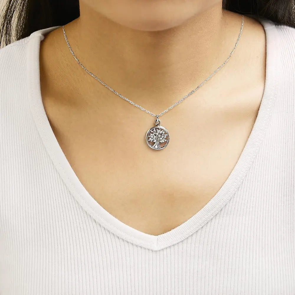 Diamond Accent Tree of Life Pendant in 14K Rose Gold over Silver