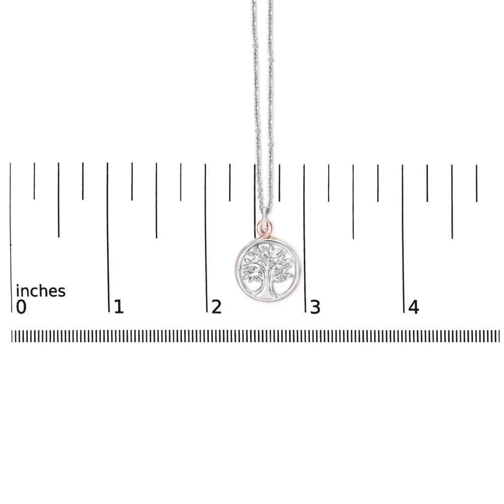 Diamond Accent Tree of Life Pendant in 14K Rose Gold over Silver