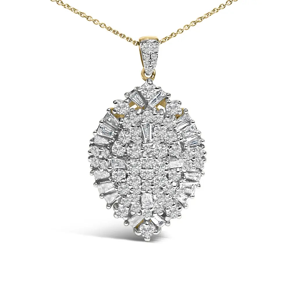 2.00 Cttw Diamond Cluster Pear Pendant in 14K Two-Tone Gold, 20 Inches