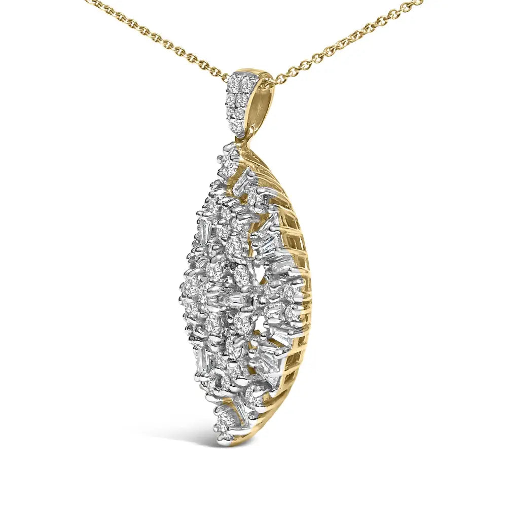 2.00 Cttw Diamond Cluster Pear Pendant in 14K Two-Tone Gold, 20 Inches