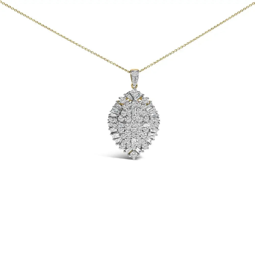 2.00 Cttw Diamond Cluster Pear Pendant in 14K Two-Tone Gold, 20 Inches