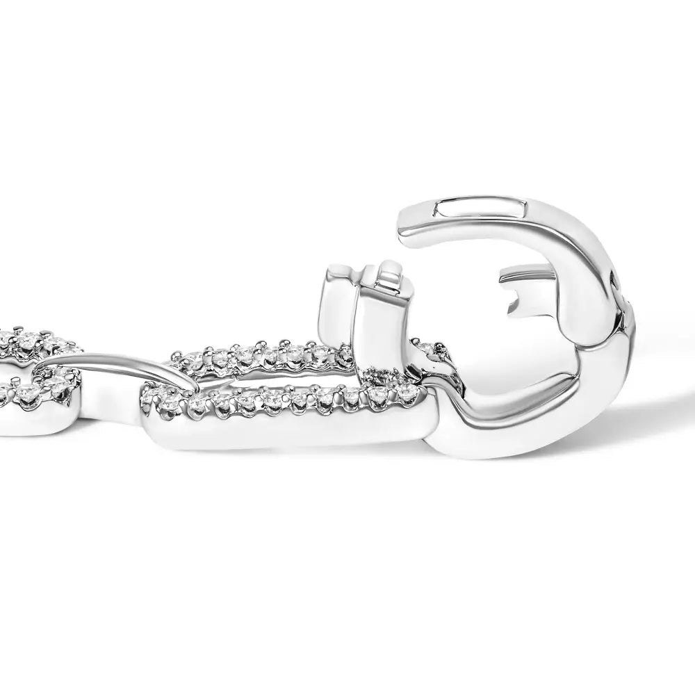 1.00 ct Diamond Paperclip Link Bracelet in 14K White Gold 7 Inch