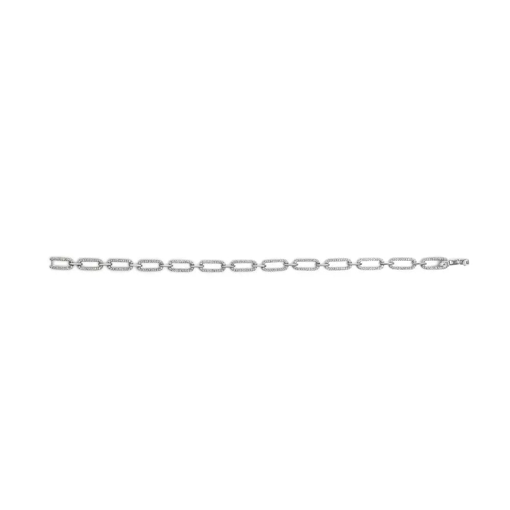 1.00 ct Diamond Paperclip Link Bracelet in 14K White Gold 7 Inch