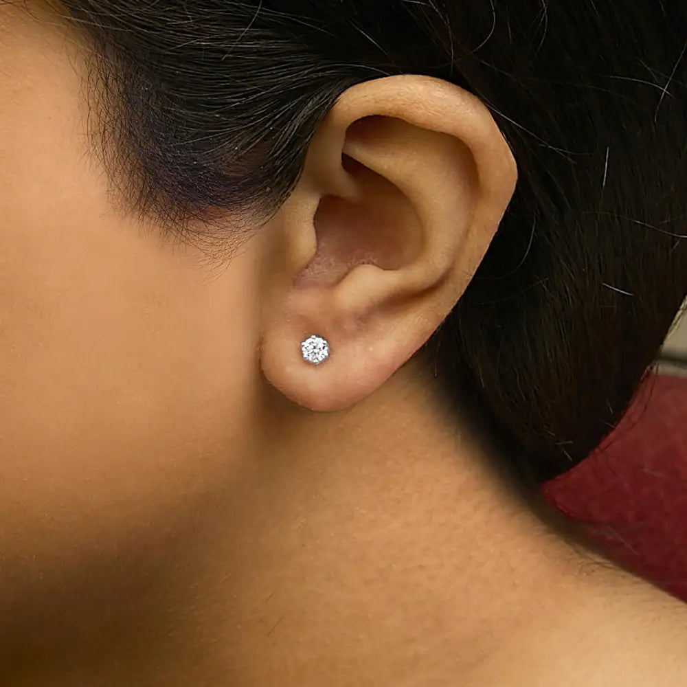 1/2 Cttw Lab-Grown Diamond 14K White Gold Hidden Halo Stud Earrings