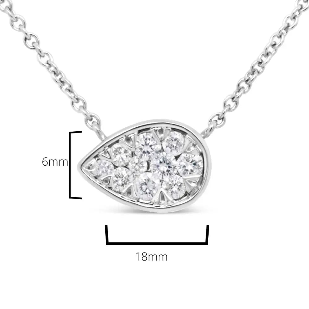 1/4 Cttw Diamond Composite Teardrop Pendant in 14K White Gold