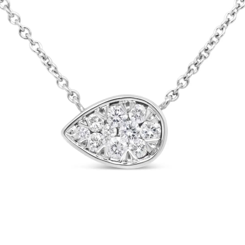1/4 Cttw Diamond Composite Teardrop Pendant in 14K White Gold