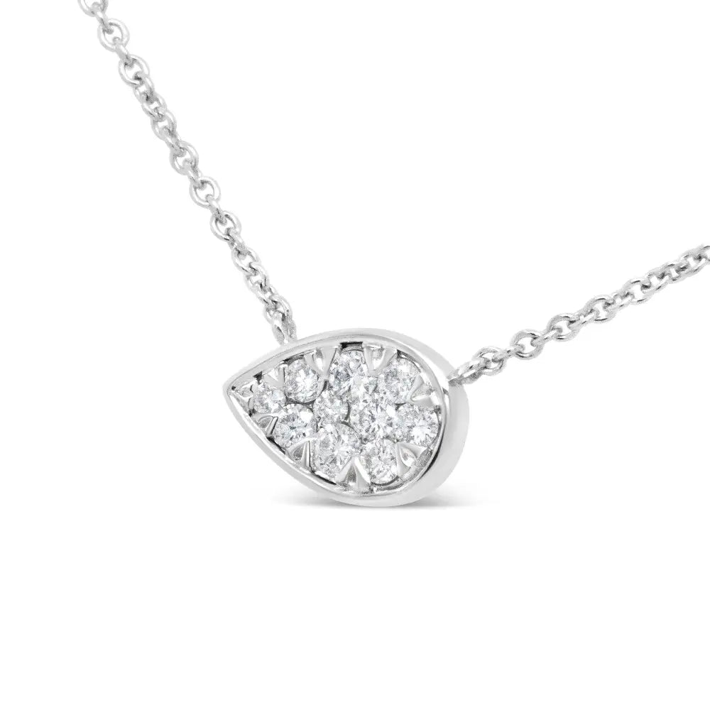 1/4 Cttw Diamond Composite Teardrop Pendant in 14K White Gold