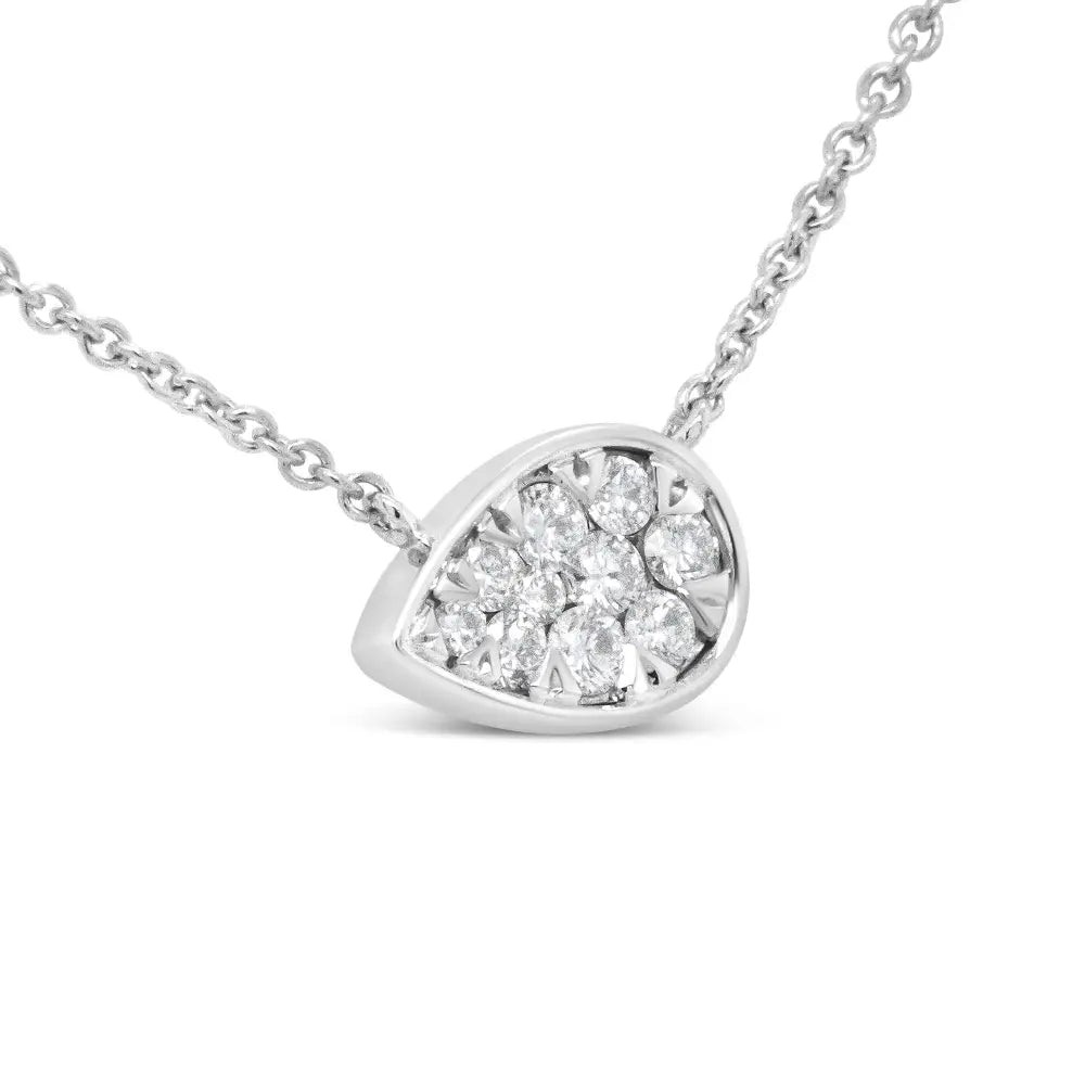 1/4 Cttw Diamond Composite Teardrop Pendant in 14K White Gold