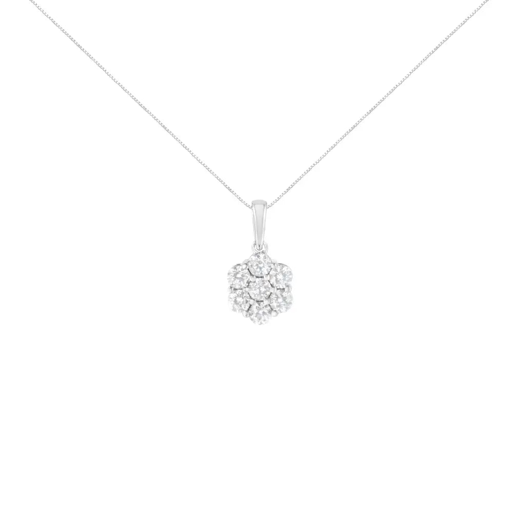 2.0 Cttw Seven-Stone Diamond Flower Pendant in 14K White Gold