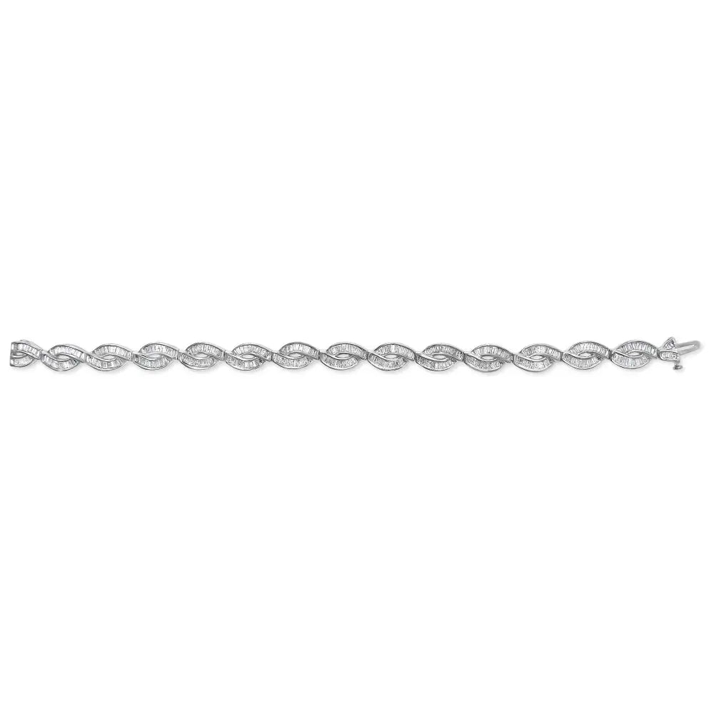 2 Cttw Baguette Diamond Vintage Art Deco Link Bracelet in 14K White Gold