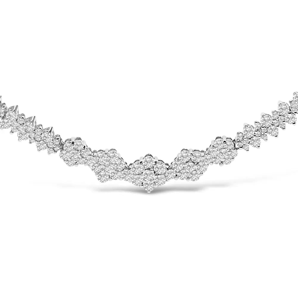 2.00 Cttw Diamond Cluster Bar Necklace in 14K White Gold 18 Inches
