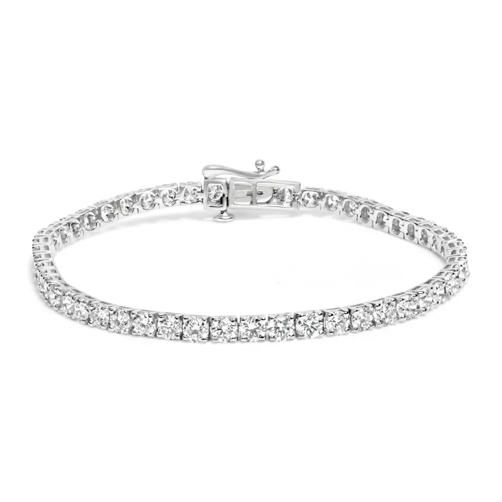 7.0 cttw Lab Grown Diamond 4-Prong 14K White Gold 7" Tennis Bracelet