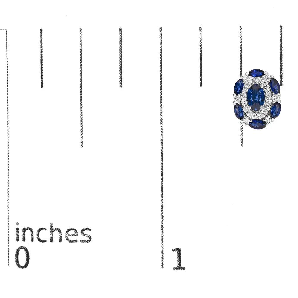14K White Gold Blue Sapphire and Diamond Vintage Halo Stud Earrings