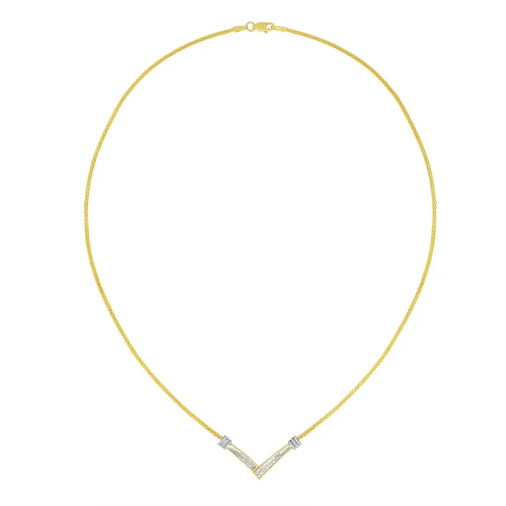 1/4 Cttw Princess Cut Diamond V-Shape Pendant in 14K Two-Tone Gold