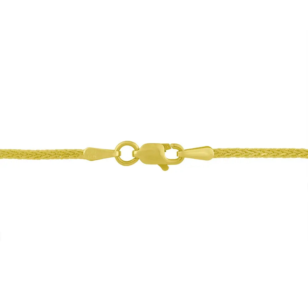 Princess Cut Diamond V-Station Franco Necklace in 14K Two-Tone Gold 2 Cttw