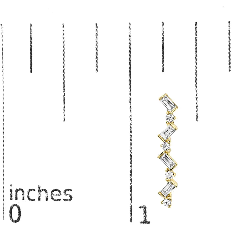 Diamond Zigzag Drop Earrings in 14K Yellow Gold 1/2 Cttw