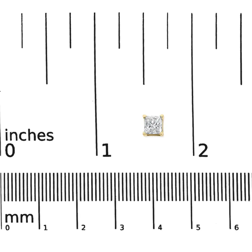 1/2 Cttw Princess Cut Diamond Solitaire Stud Earrings in 14K Yellow Gold