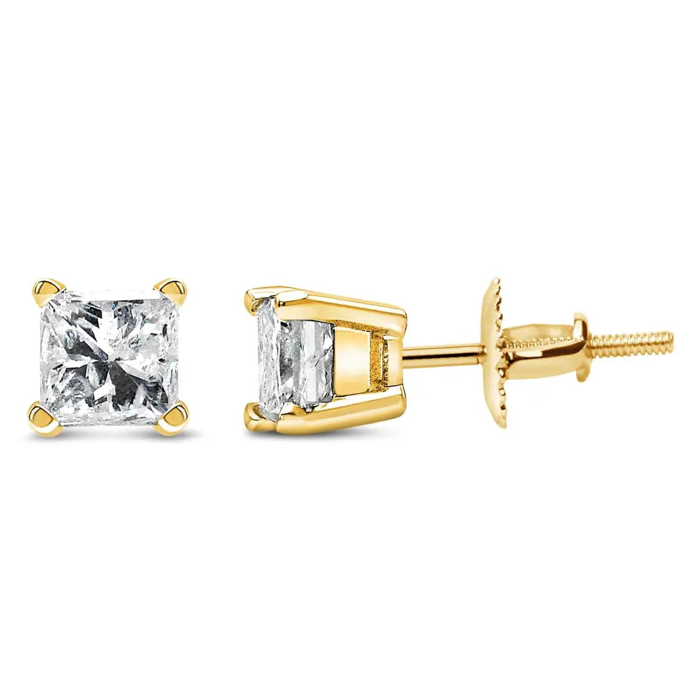 1/2 Cttw Princess Cut Diamond Solitaire Stud Earrings in 14K Yellow Gold