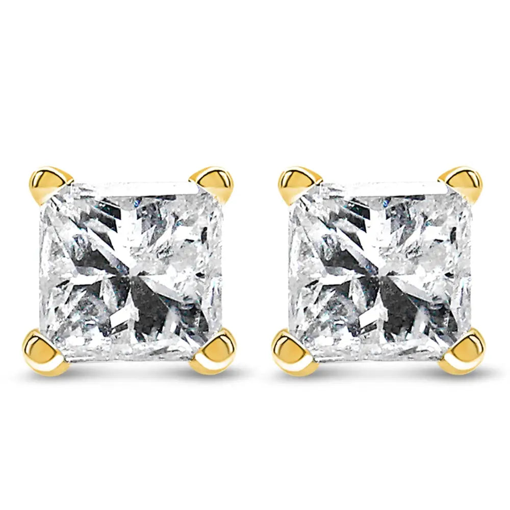 1/2 Cttw Princess Cut Diamond Solitaire Stud Earrings in 14K Yellow Gold