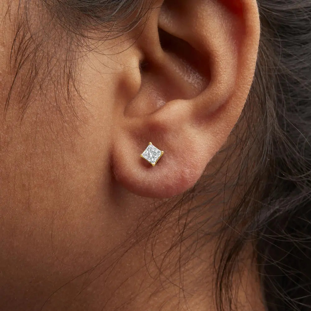 1/2 Cttw Princess Cut Diamond Solitaire Stud Earrings in 14K Yellow Gold