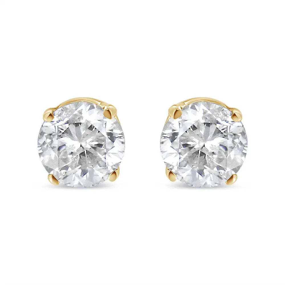 1/2 Cttw Round Diamond Solitaire Stud Earrings in 14K Yellow Gold