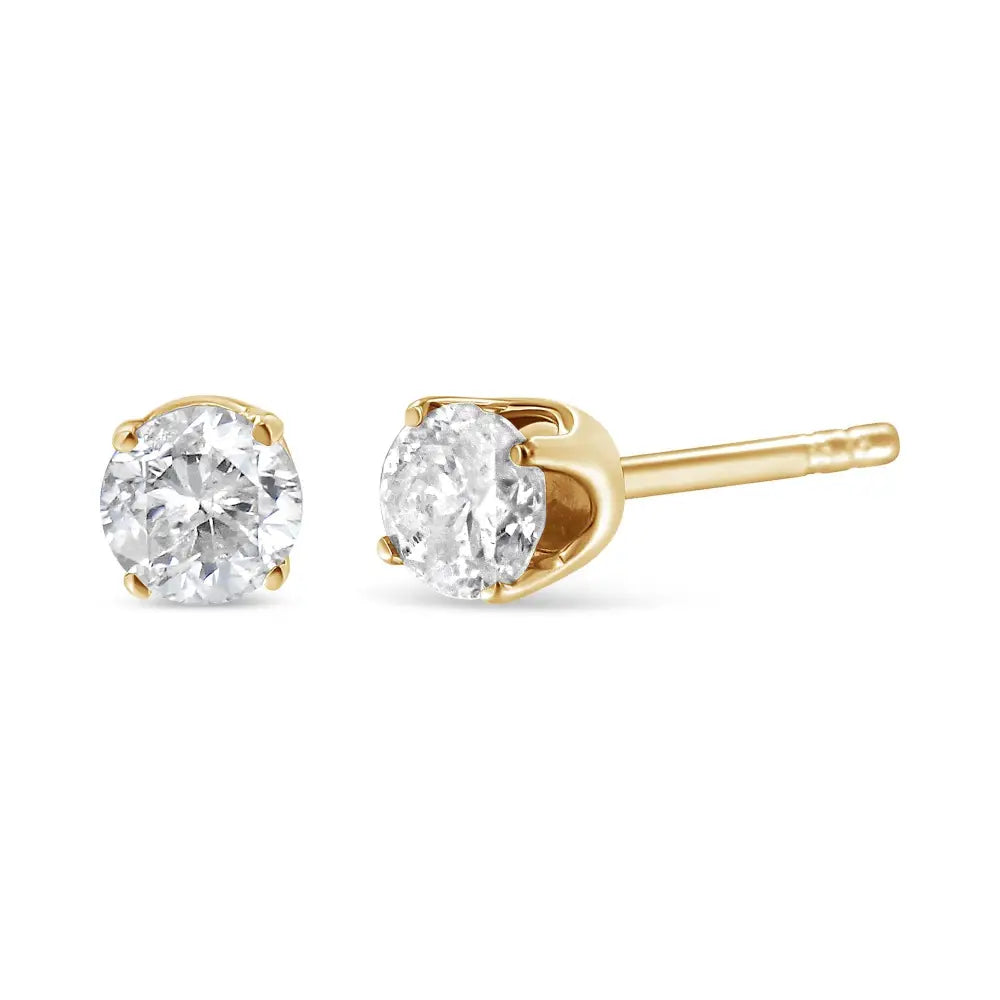 1/2 Cttw Round Diamond Solitaire Stud Earrings in 14K Yellow Gold