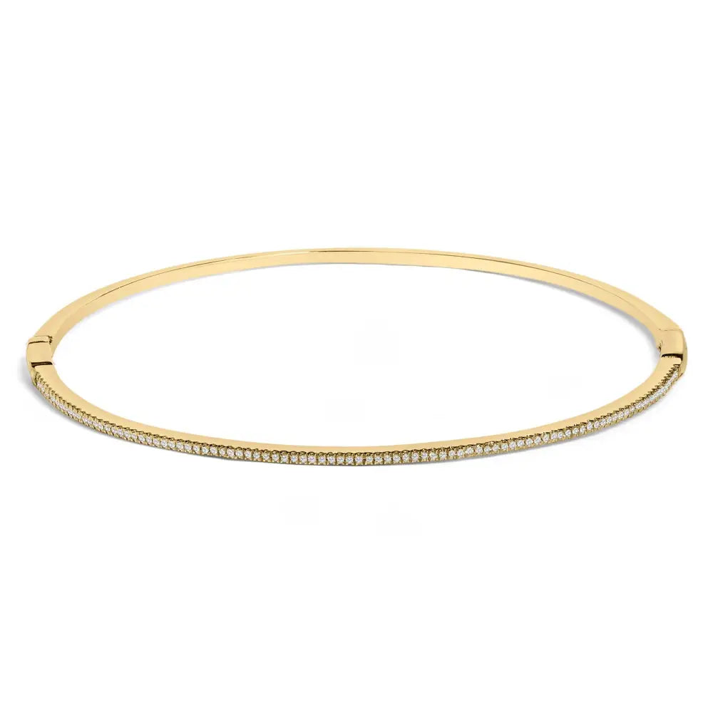 14K Yellow Gold 1/3 Cttw Diamond Half Eternity Bangle Bracelet 7.75