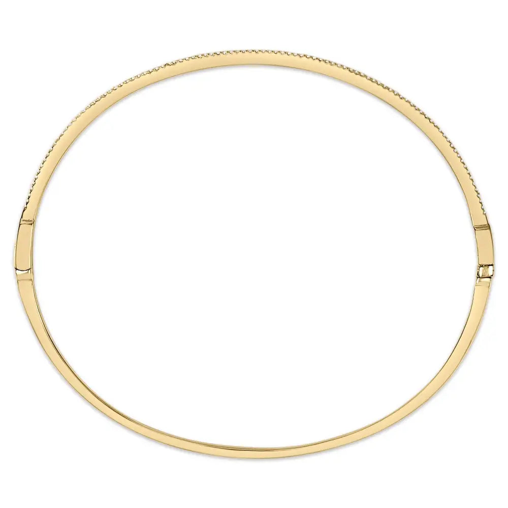 14K Yellow Gold 1/3 Cttw Diamond Half Eternity Bangle Bracelet 7.75