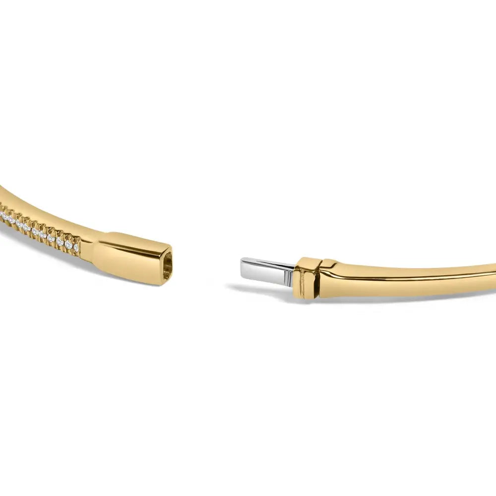 14K Yellow Gold 1/3 Cttw Diamond Half Eternity Bangle Bracelet 7.75