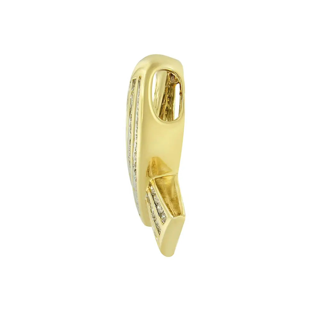 Diamond Awareness Ribbon Pendant in 14K Yellow Gold 2 5/8 Cttw