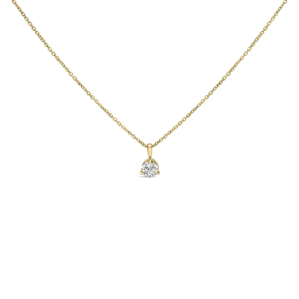 14K Yellow Gold 3/8 CTTW Round Diamond Martini Solitaire Necklace 18