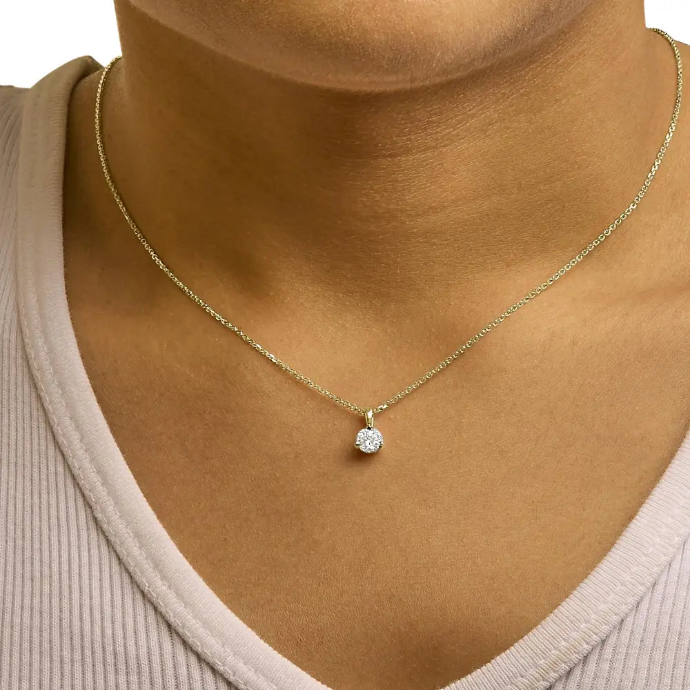 14K Yellow Gold 3/8 CTTW Round Diamond Martini Solitaire Necklace 18
