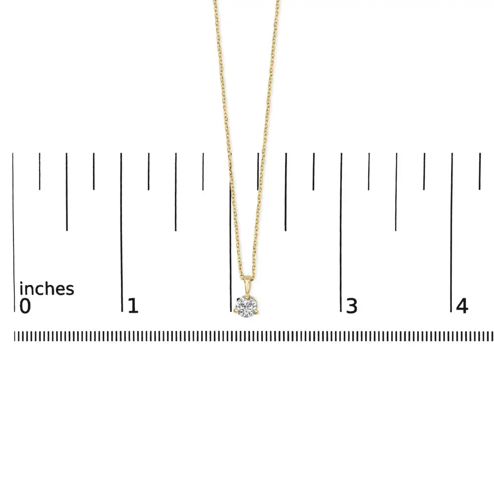 14K Yellow Gold 3/8 CTTW Round Diamond Martini Solitaire Necklace 18