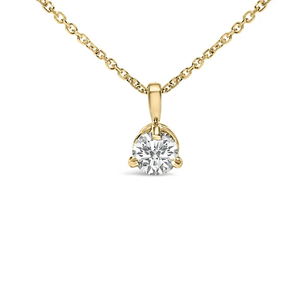 14K Yellow Gold 3/8 CTTW Round Diamond Martini Solitaire Necklace 18
