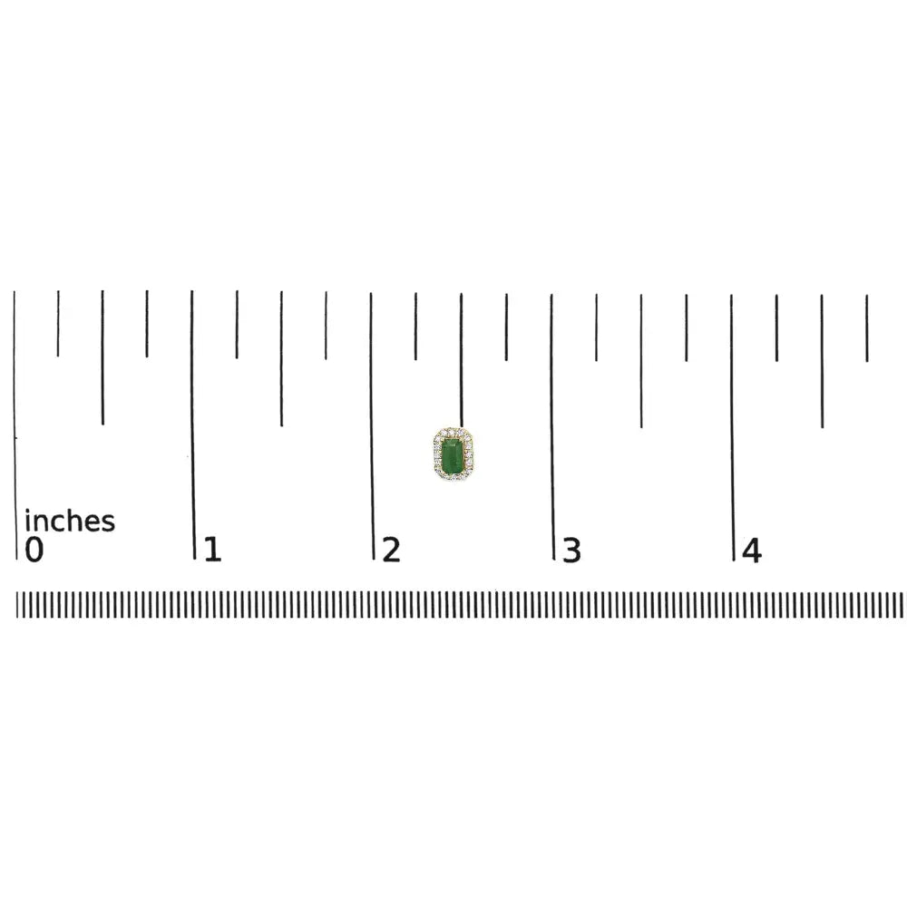 14K Yellow Gold Emerald and 1/8 CTTW Diamond Halo Stud Earrings