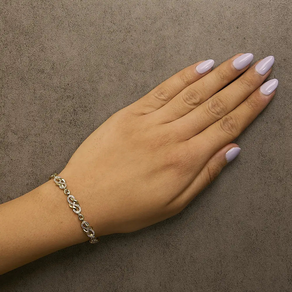 1.0 Cttw Diamond Infinity Swirl Bracelet in 14K Gold over Sterling Silver